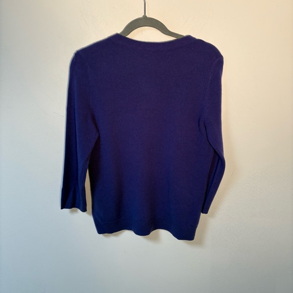 Talbots Womens Pure Cashmere Purple 3/4 Sleeve Sweater Medium - Picture 6 of 9